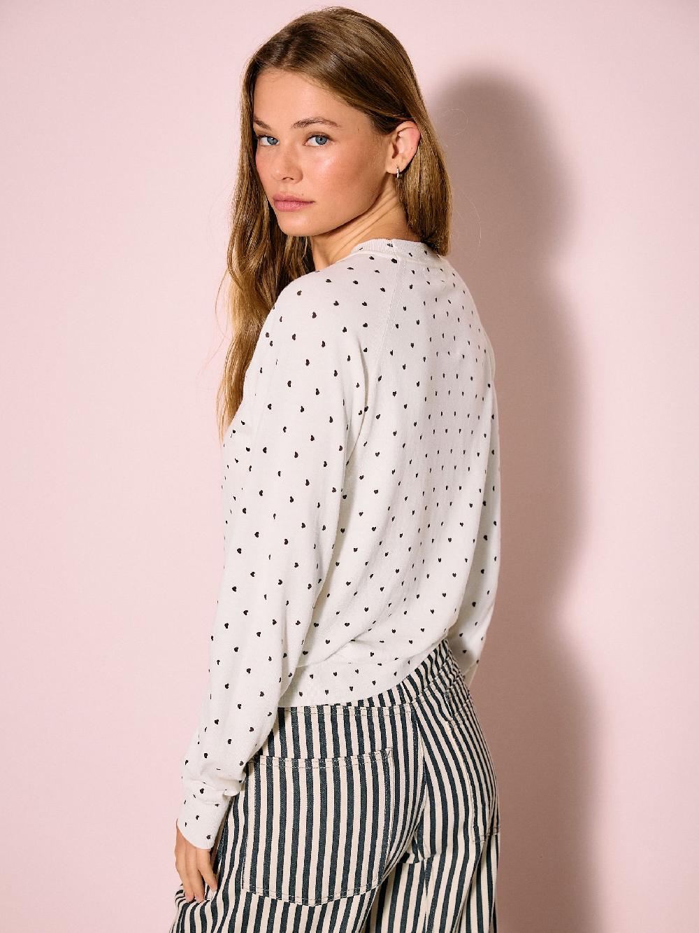 seraphine Ecru Heart Polka Dots Soft Touch Crew Neck Cotton Rich Jumper