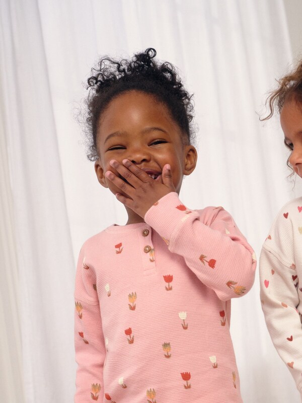 Seraphine Ecru/Pink Hearts Waffle Pyjamas 2 Pack (9mths-12yrs)