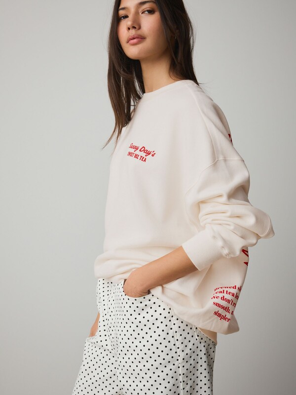 Seraphine Ecru Sunny Ice Tea Graphic Long Sleeve Sweat Top