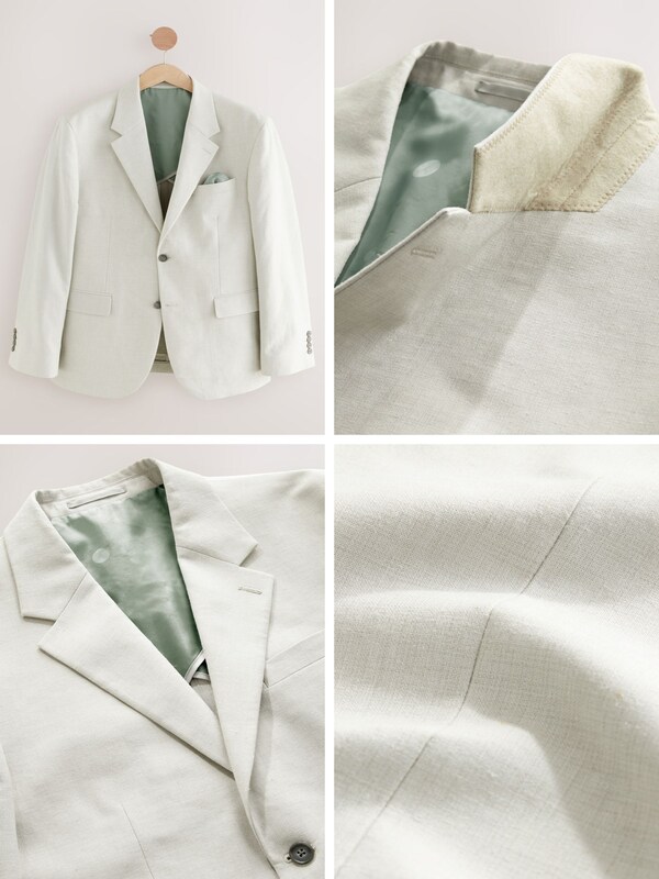 Seraphine Ecru Tailored Fit Linen Blend Texture Suit Jacket