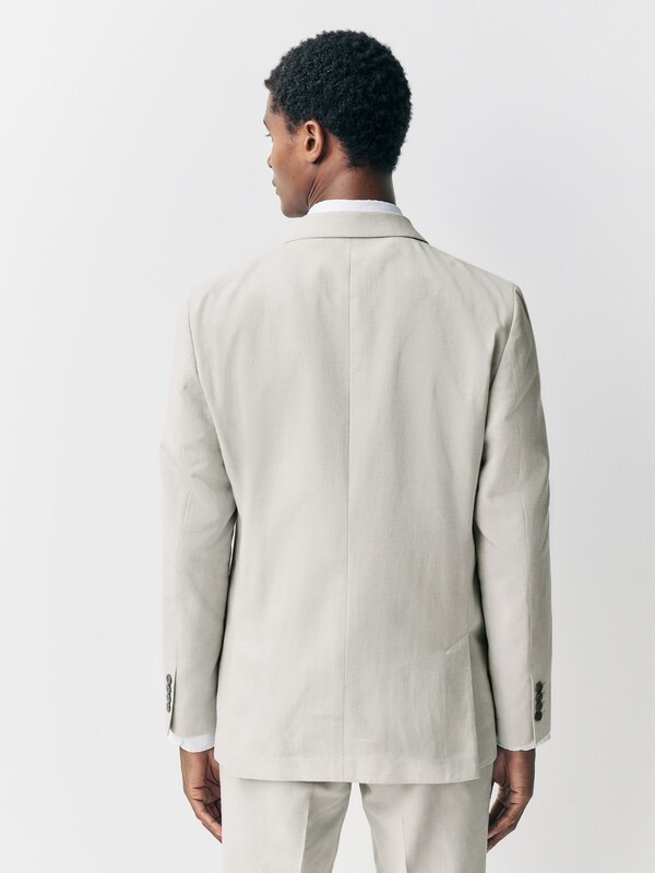 Seraphine Ecru Tailored Fit Linen Blend Texture Suit Jacket