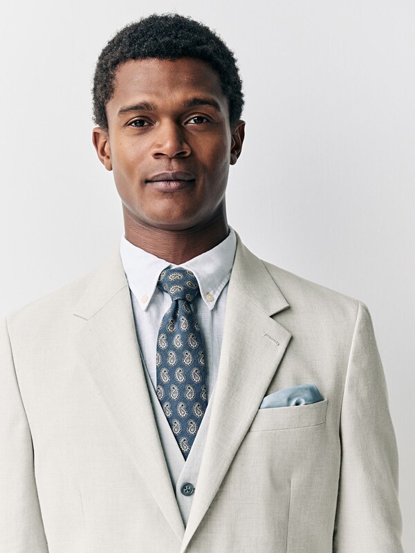 Seraphine Ecru Tailored Fit Linen Blend Texture Suit Jacket