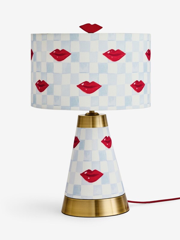 Seraphine Eleanor Bowmer Blue/Cream Check Lips Table Lamp