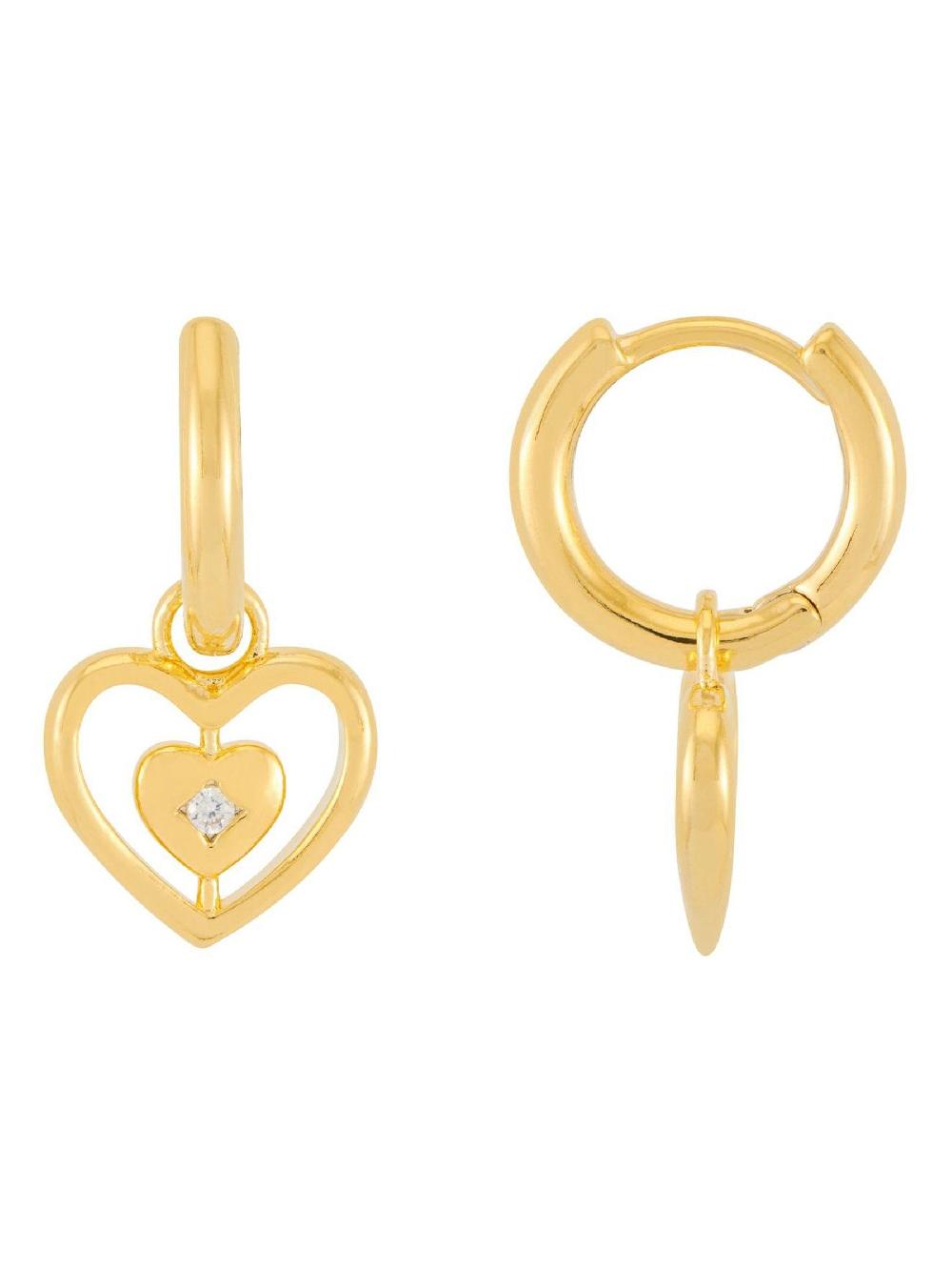 seraphine Estella Bartlett Gold Tone Heart Charm Hoops Earrings