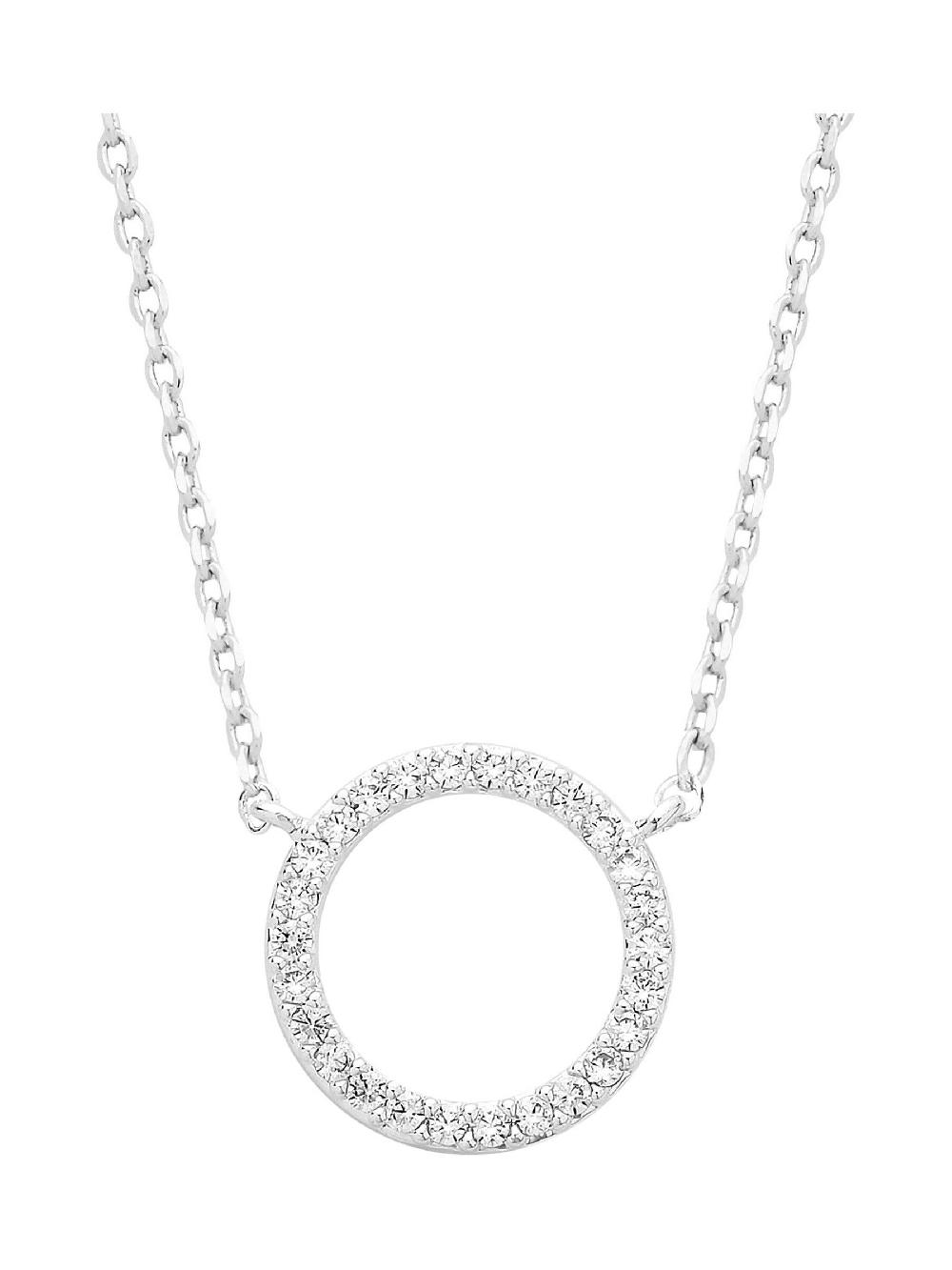 seraphine Estella Bartlett Silver Large Pave Set Circle CZ Necklace