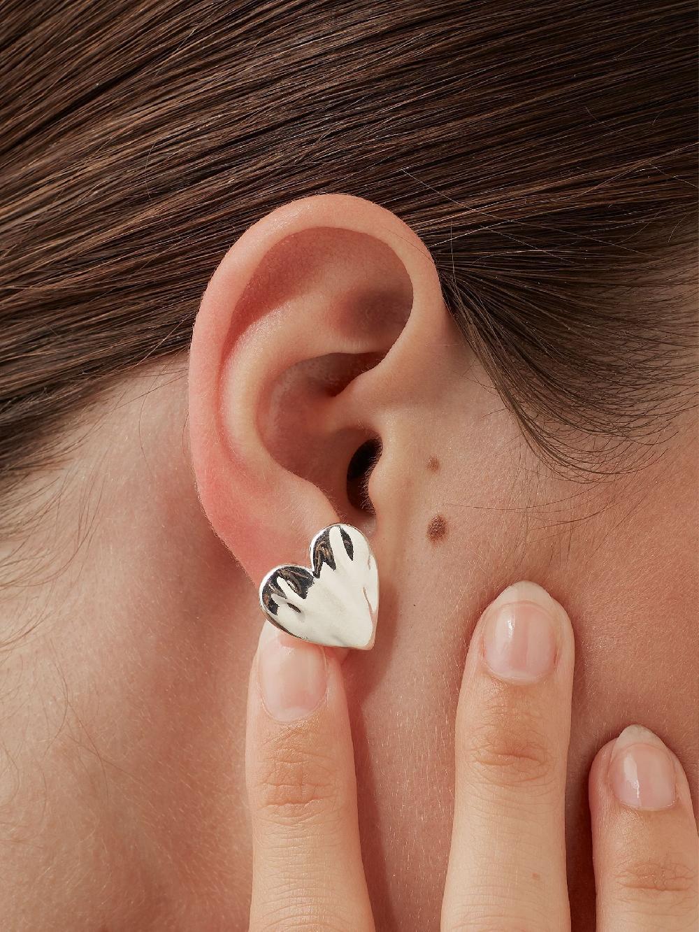 seraphine Estella Bartlett Silver Tone Oversized Waterproof Molten Heart Studs Earrings