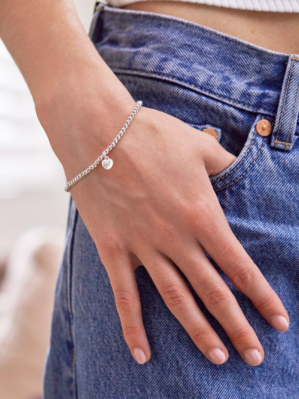 seraphine Estella Bartlett Silver Tone Puffed Heart Sienna Bracelet