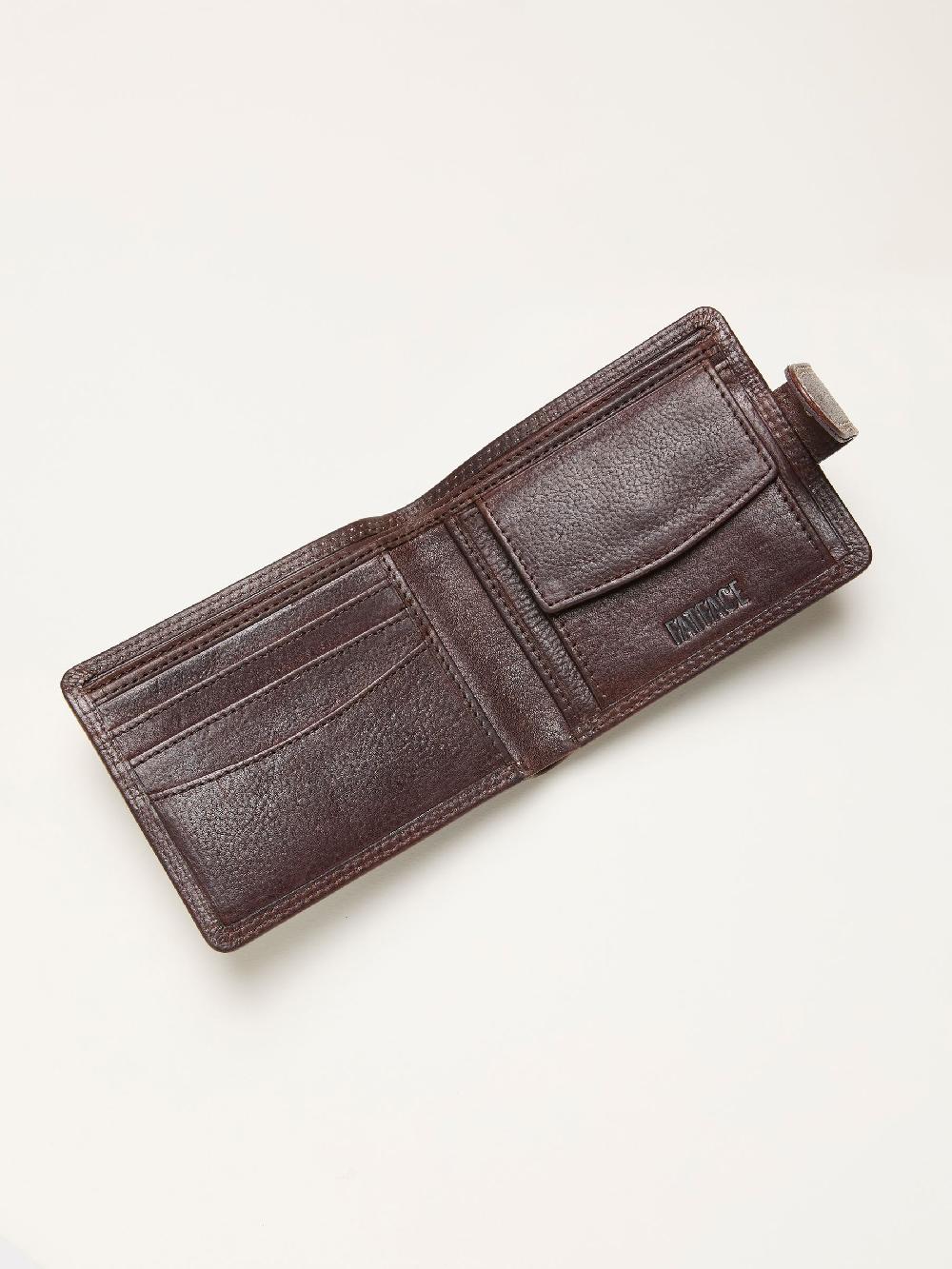 seraphine FatFace Chocolate Brown Contrast Stitch Leather Wallet