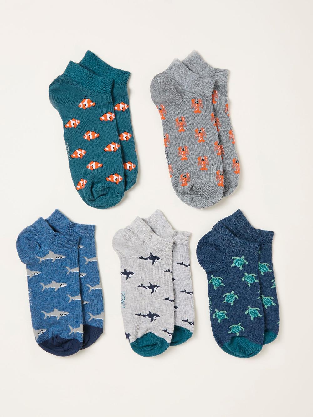 seraphine FatFace Green 5 Pairs of Sealife Trainer Socks