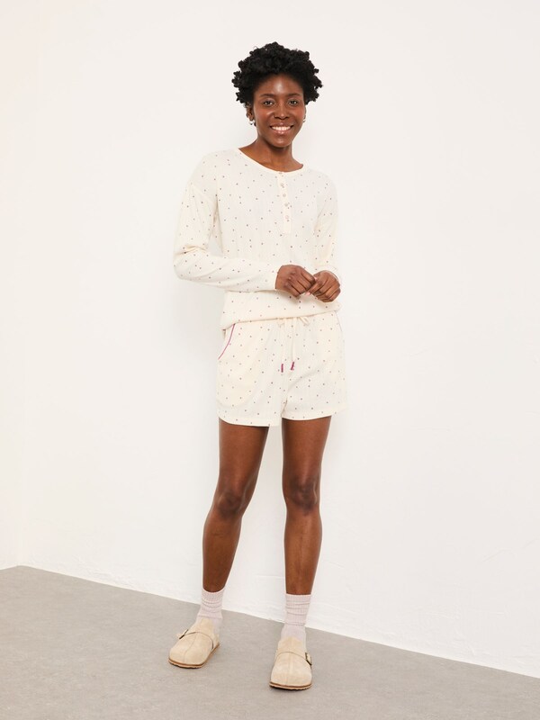 Seraphine FatFace Ivory Pointelle Heart Print Jersey Pyjama Set