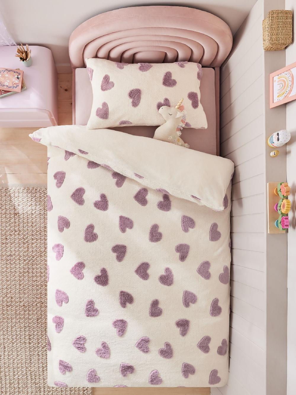 seraphine Fleece Heart Duvet Cover and Pillowcase Set