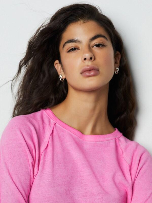 Seraphine Fluro Pink Long Sleeve Washed Effect Raw Seam T-Shirt