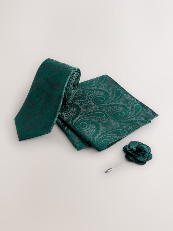 Seraphine Forest Green Tie Pocket Square And Pin Set