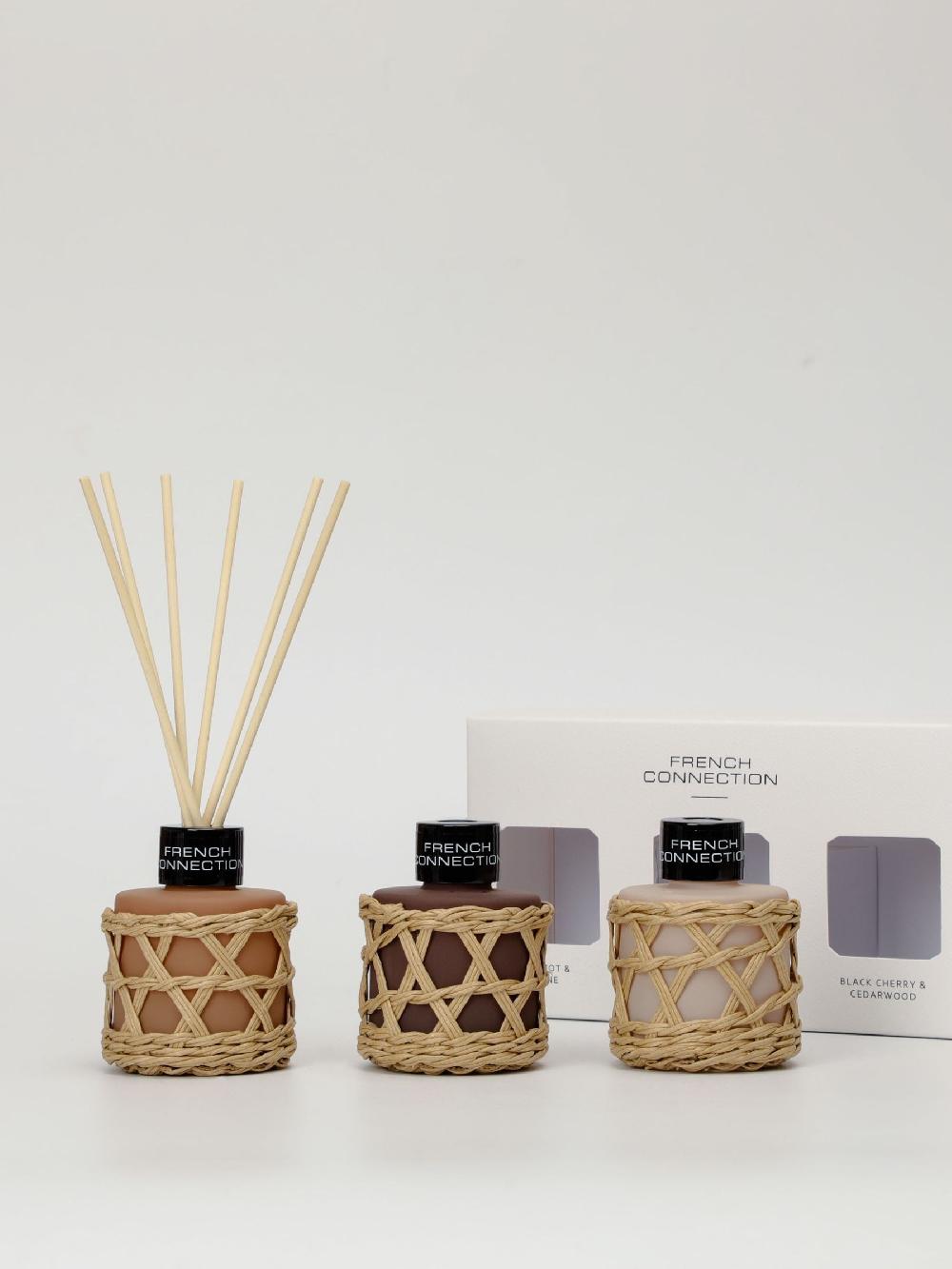 seraphine French Connection Natural Mix Woven Detail Trio of Reed Diffuser Gift Set 3 X 50ML