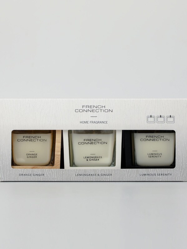 Seraphine French Connection Natural Wooden Surround Detail Trio Of Candles Gift Set 3 X 50G