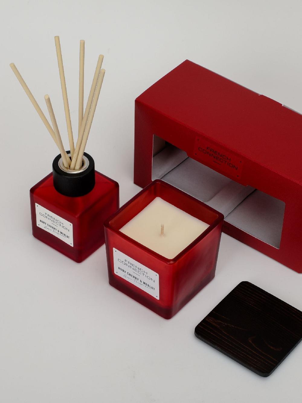 seraphine French Connection Red Square Range Cherry Merlot 200G Candle and 100ML Reed Diffuser Gift Set