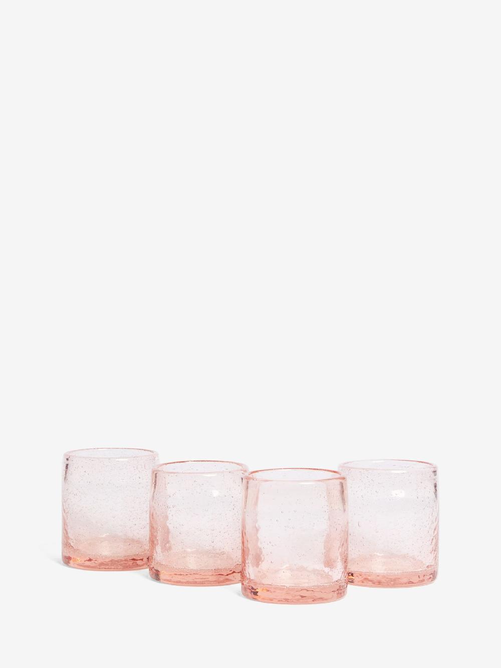 seraphine French Connection Set of 4 Terracotta Pink Handmade Bubble Set of 4 Tumbler Glasses