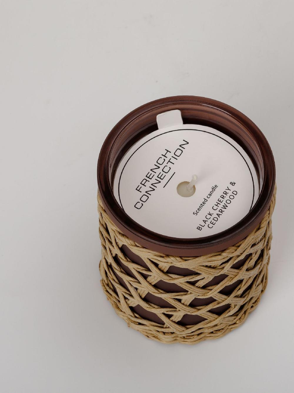 seraphine French Connection Woven Detail Brown Black Cherry Cedarwood Candle 200G