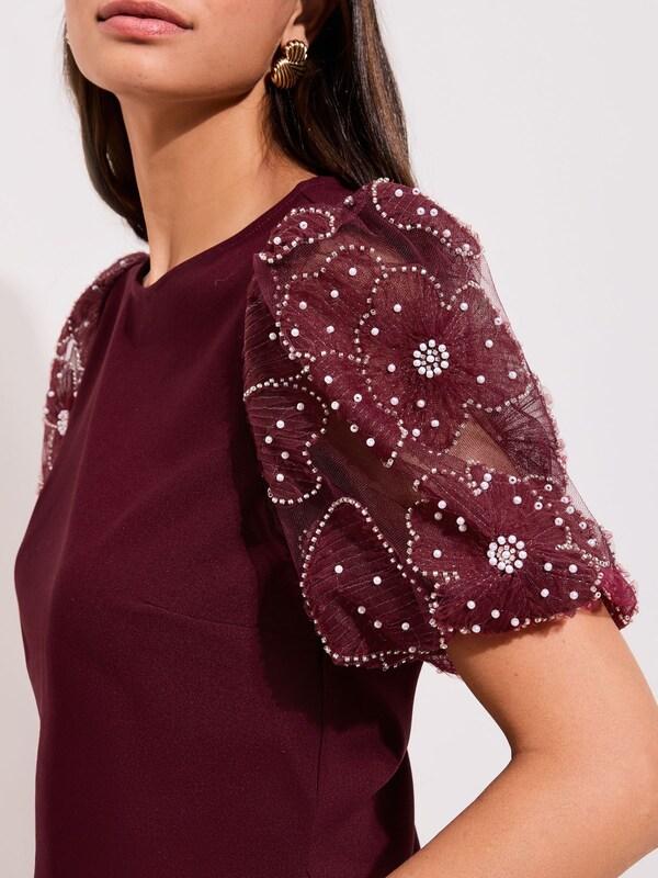 Seraphine Friends Like These Burgundy Rose Detail Puff Sleeve Top