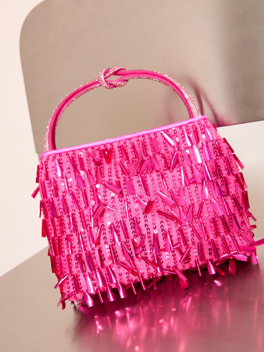 seraphine Friends Like These Pink Sequin Top Handle Bag