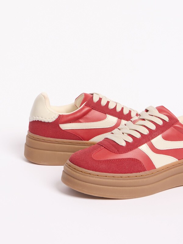 Seraphine Friends Like These Red Standard Fit Chunky Platform Gumsole Lace Up Casual Trainers