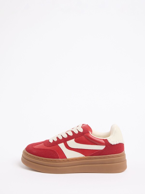 Seraphine Friends Like These Red Standard Fit Chunky Platform Gumsole Lace Up Casual Trainers