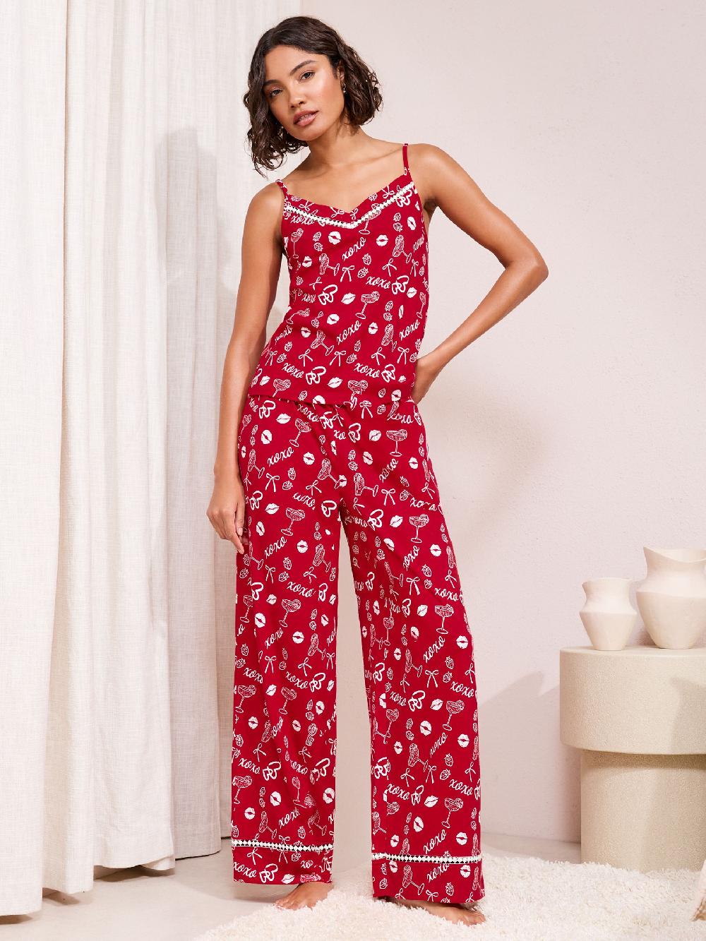 seraphine Friends Like These Red Xoxo Jersey Cami Valentines Pyjamas