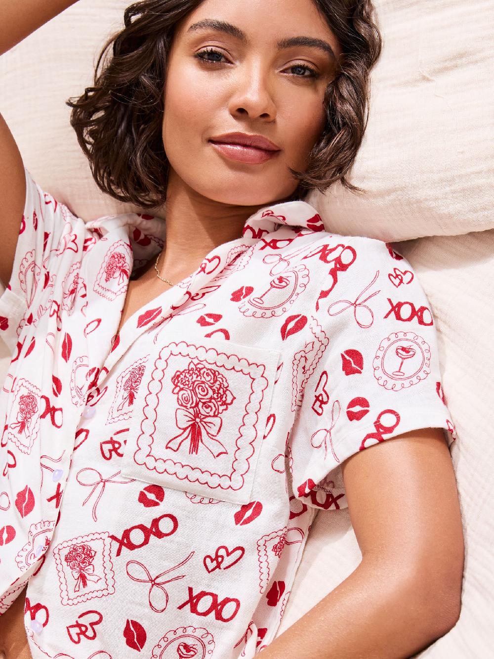 seraphine Friends Like These White/Red Valentines Short Sleeve Pyjamas
