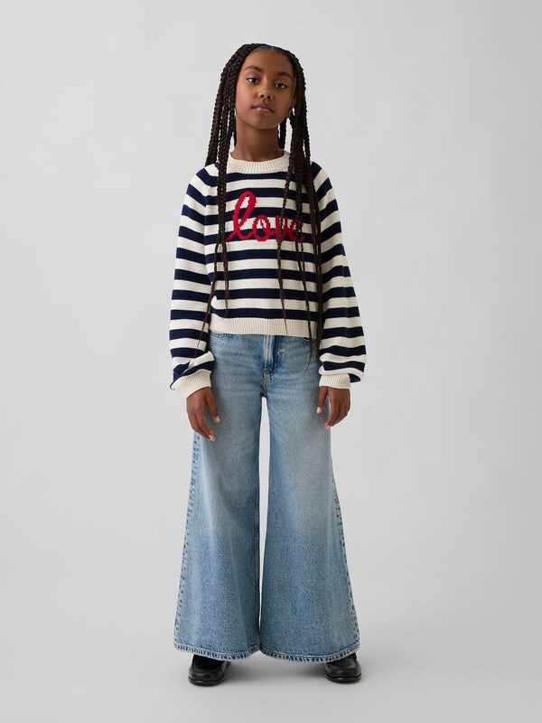 Seraphine Gap Black Stripe Relaxed Graphic Crew Neck Jumper (4-13yrs)