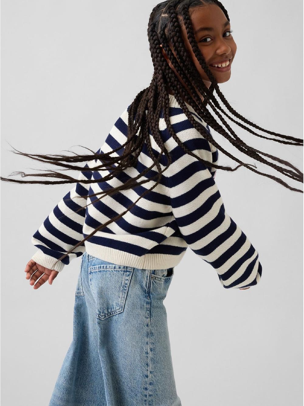 seraphine Gap Black Stripe Relaxed Graphic Crew Neck Jumper (4-13yrs)