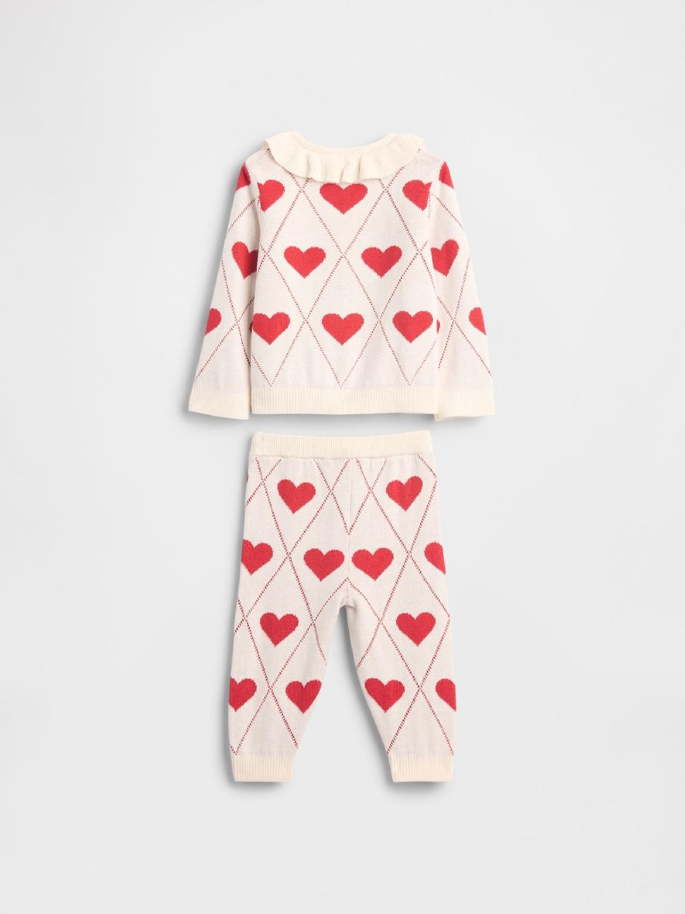 seraphine Gap Red Heart Vlentines Ruffle Collar Cardigan Set (0-24mths)