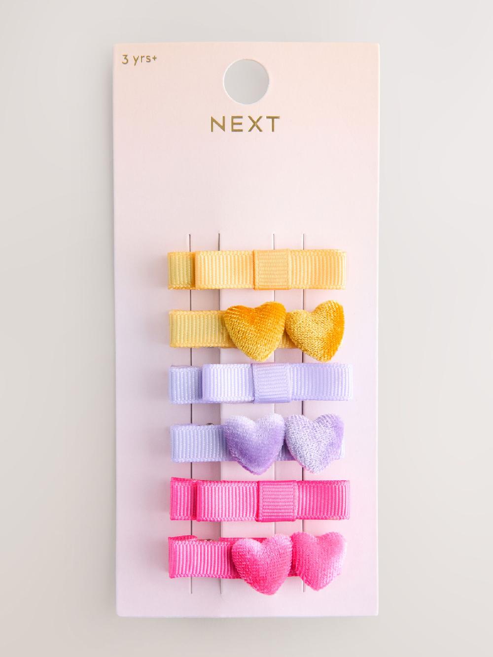 seraphine Gold/Purple/Pink Heart and Bow Clips 6 Pack