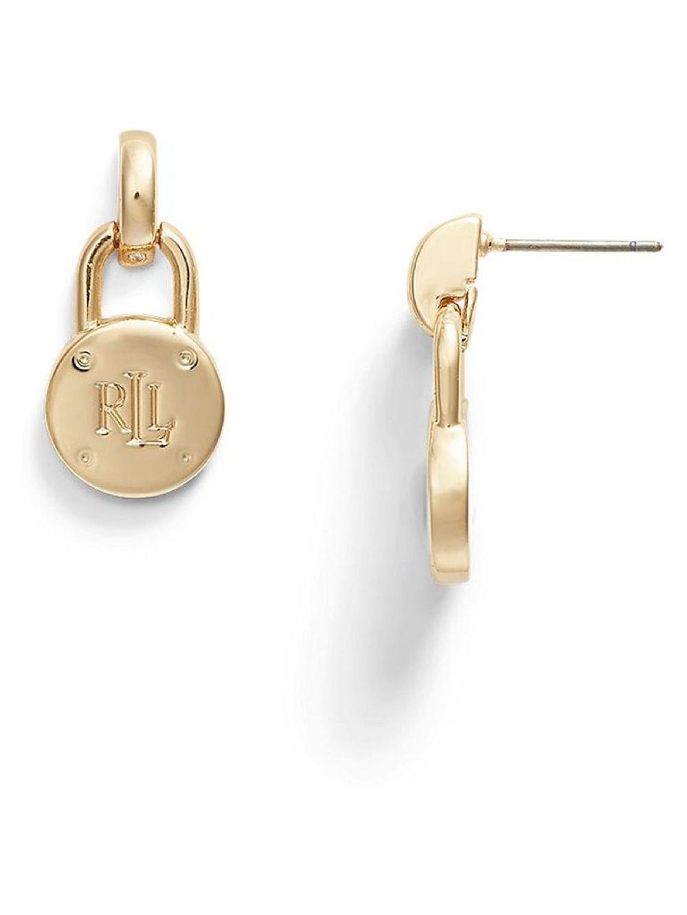 seraphine Gold Tone Lauren by Ralph Lauren® Gold Tone Logo Padlock Earrings