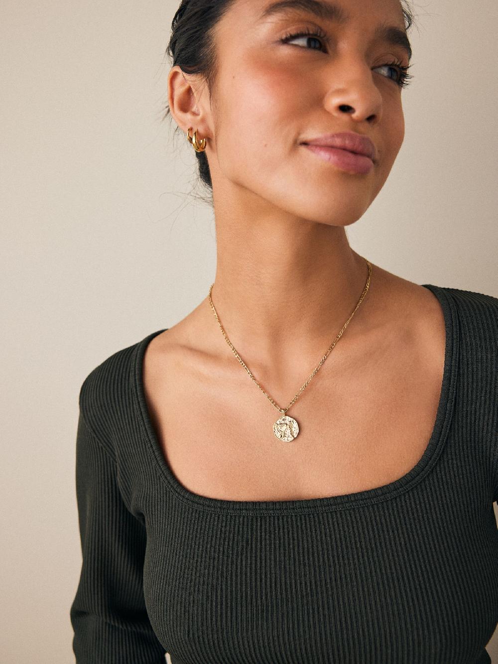 seraphine Gold Tone Stainless Steel Zodiac Necklace