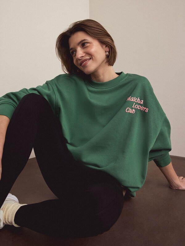 Seraphine Green Matcha Graphic Hearts And Valentines Sweatshirt