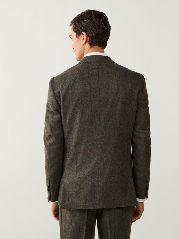 Seraphine Green Regular Fit Nova Fides Italian Wool Blend Trimmed Check Suit Jacket