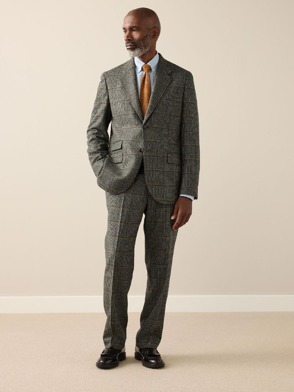 seraphine Green Regular Fit Signature Abraham Moon 100% Wool Tweed Check Suit Jacket