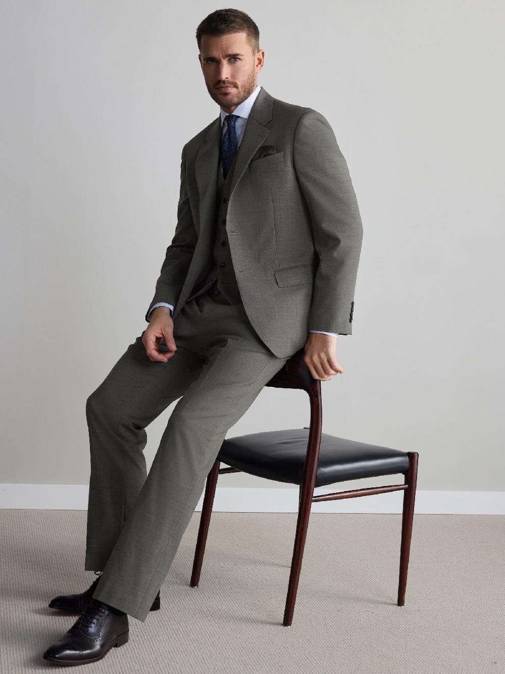 seraphine Green Regular Fit Signature Nova Fides 100% Italian Wool Suit Jacket