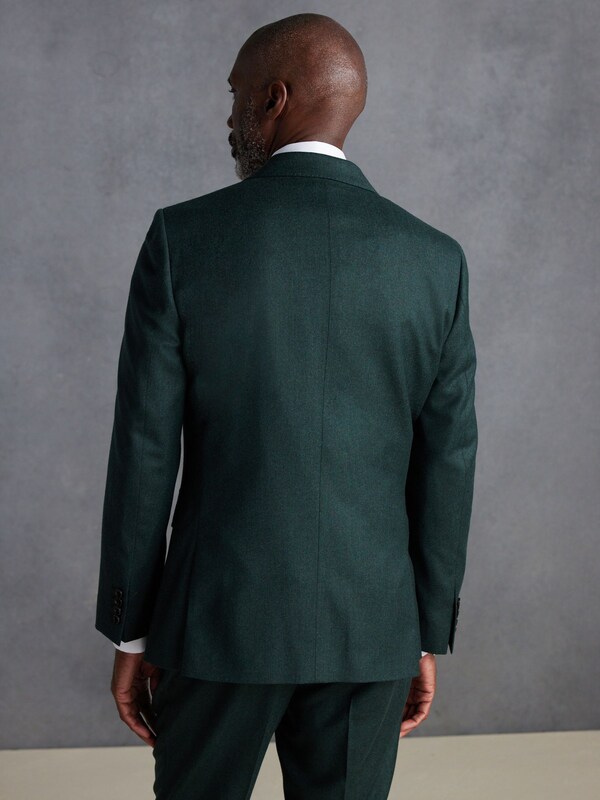 Seraphine Green Slim Fit Signature Zignone Italian Wool Cashmere Blend Flannel Suit Jacket