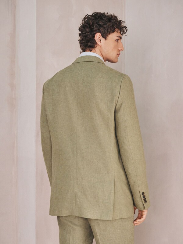 Seraphine Green Tailored Fit Linen Blend Texture Suit Jacket
