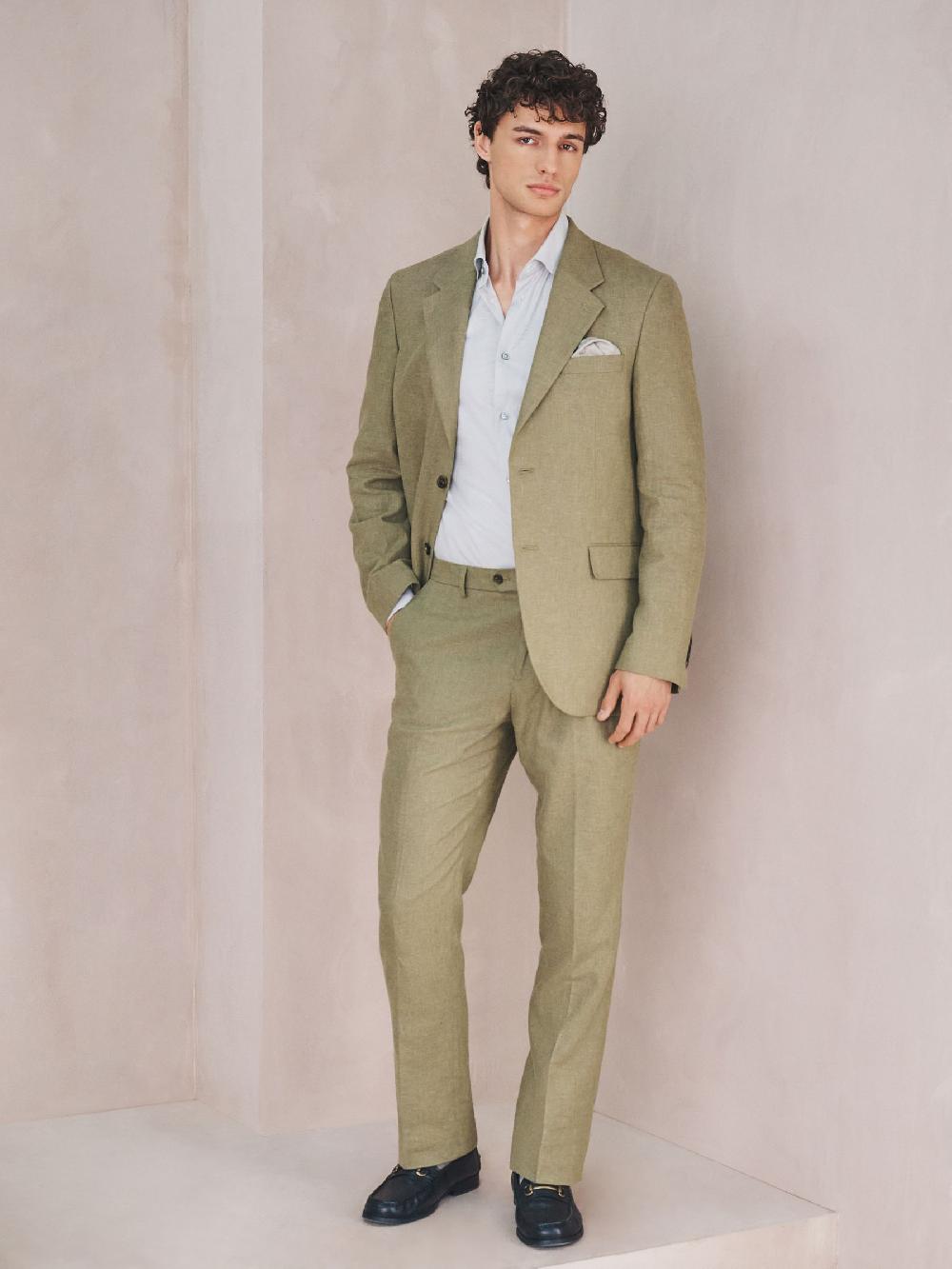 seraphine Green Tailored Fit Linen Blend Texture Suit Jacket seraphine Green Tailored Fit Linen Blend Texture Suit Jacket