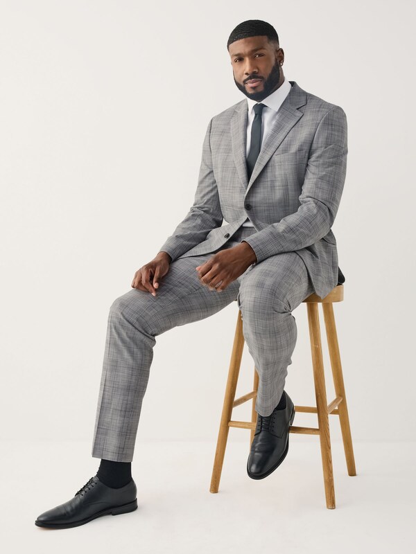 Seraphine Grey Check Muscle Fit Motionflex Stretch Suit Jacket