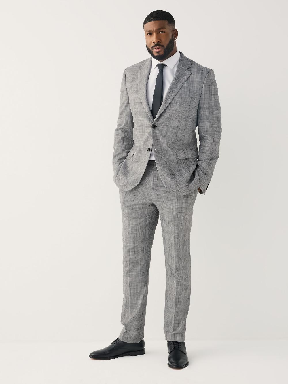 seraphine Grey Check Muscle Fit Motionflex Stretch Suit Jacket