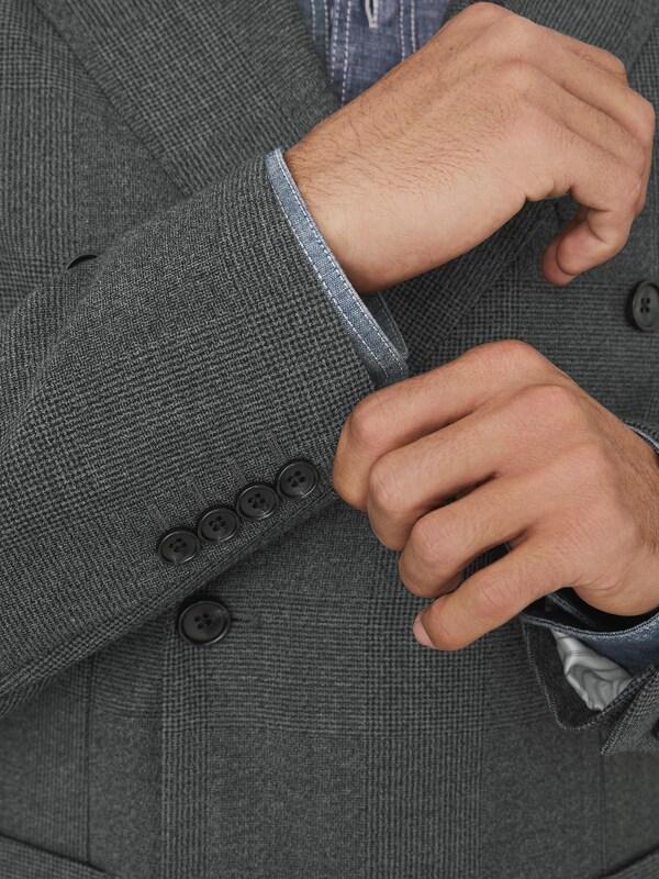 Seraphine Grey Double Breasted Wool Blend Check Suit Jacket