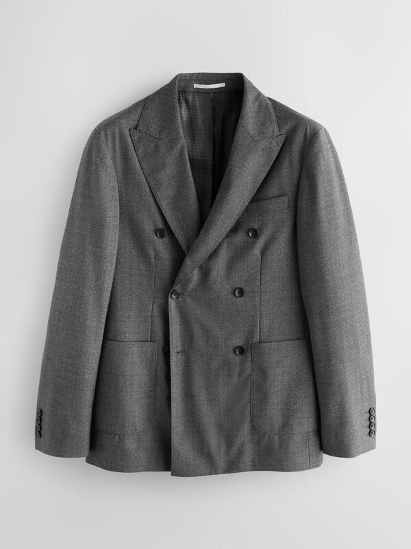 Seraphine Grey Double Breasted Wool Blend Check Suit Jacket