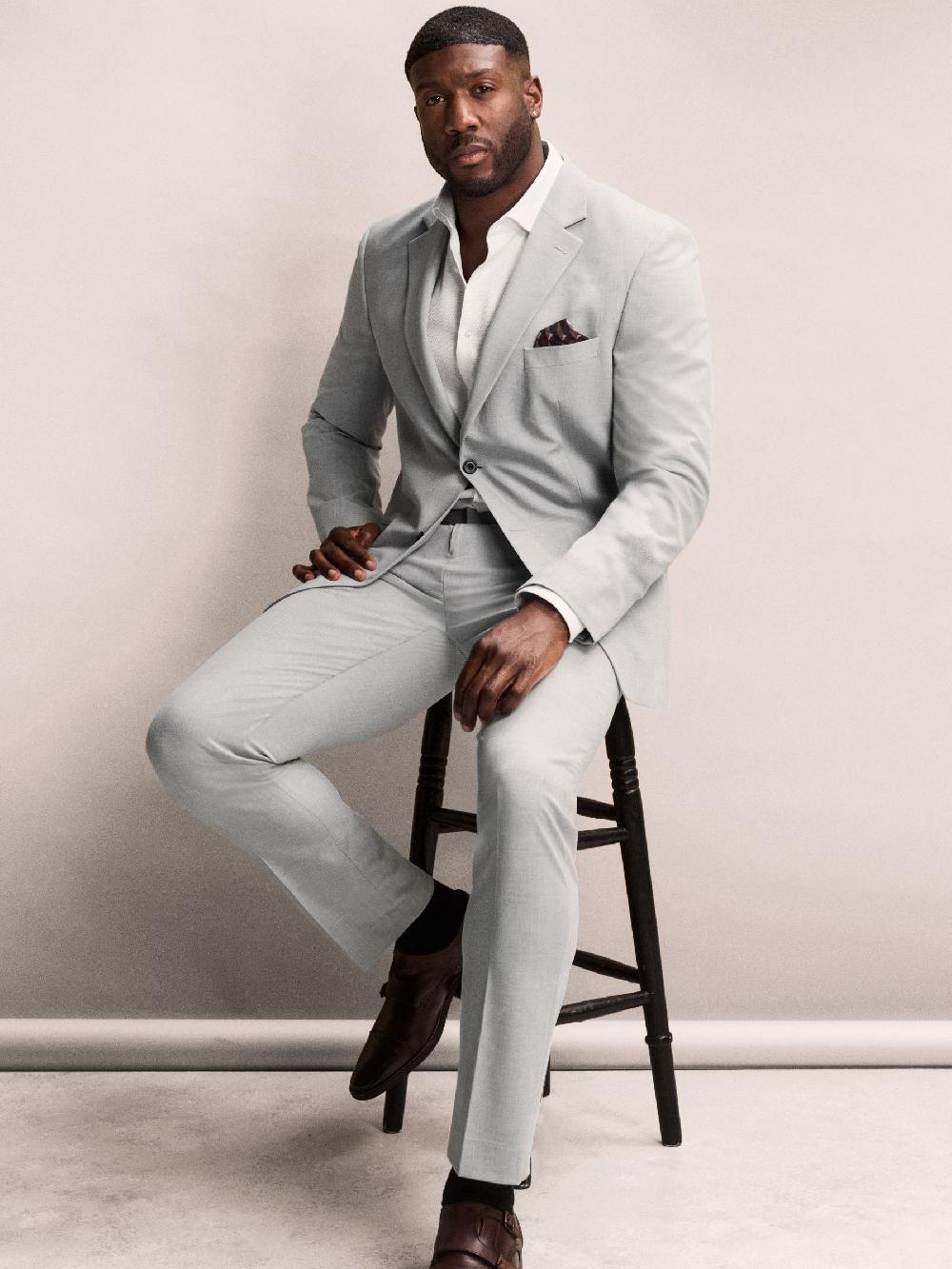 seraphine Grey Muscle Fit Motionflex Stretch Suit Jacket