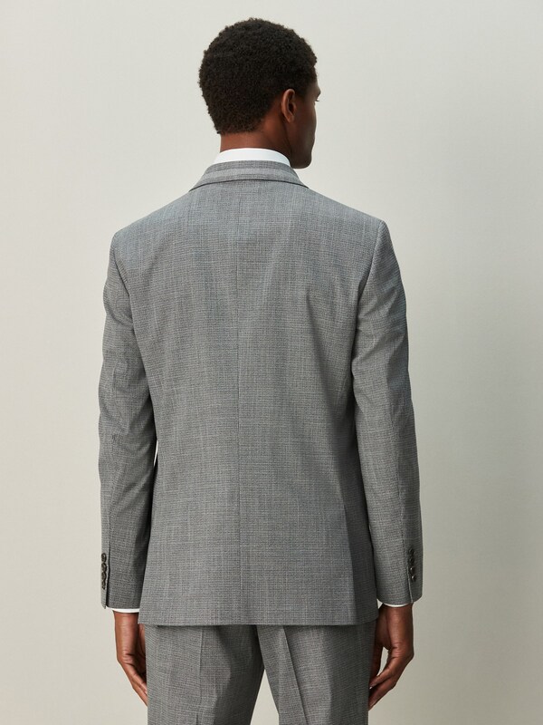 Seraphine Grey Regular Fit Contrast Fabric Detail Suit Jacket