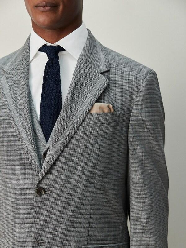 Seraphine Grey Regular Fit Contrast Fabric Detail Suit Jacket