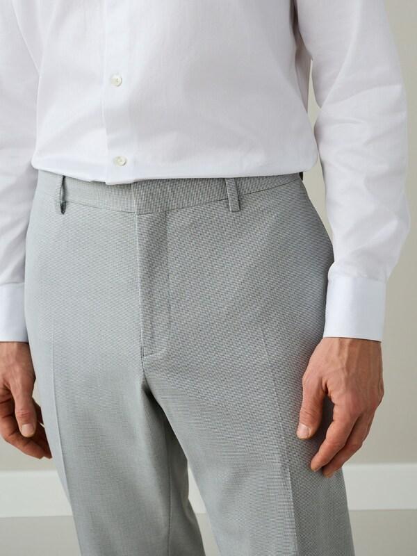 Seraphine Grey Regular Fit Motionflex Puppytooth Texture Suit Trousers
