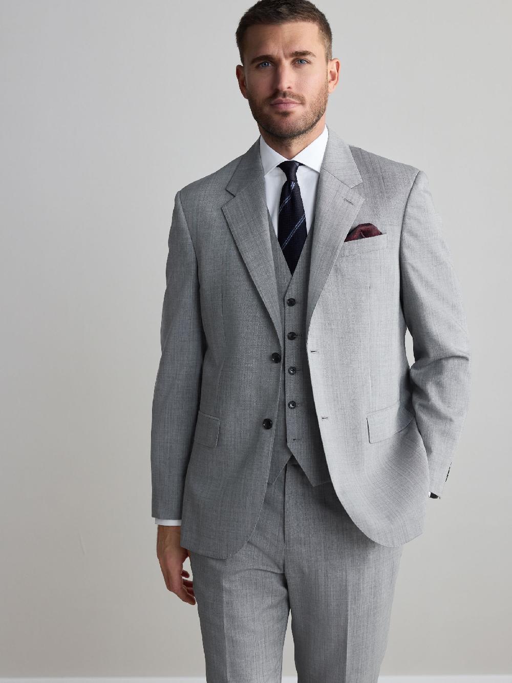 seraphine Grey Regular Fit Signature Nova Fides 100% Italian Wool Suit Jacket